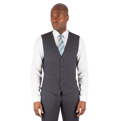 Charcoal plain slim fit kings suit waistcoat